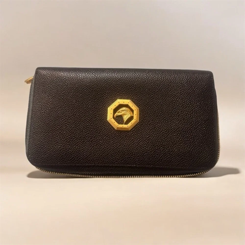 Stefano Ricci Brown Genuine Italian Calf Leather Printed Continental Wallet
